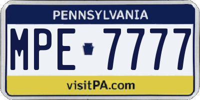 PA license plate MPE7777