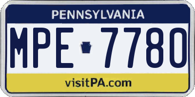 PA license plate MPE7780