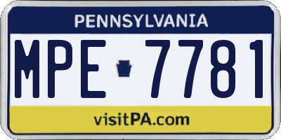PA license plate MPE7781