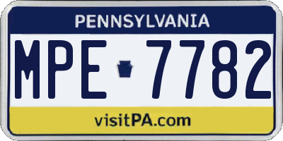 PA license plate MPE7782