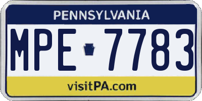 PA license plate MPE7783