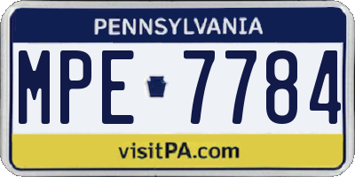 PA license plate MPE7784