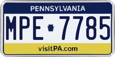 PA license plate MPE7785