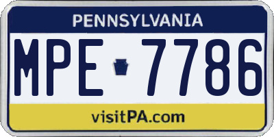 PA license plate MPE7786