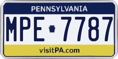 PA license plate MPE7787