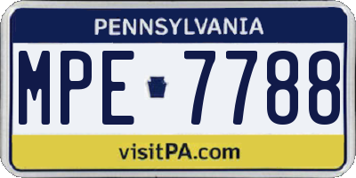 PA license plate MPE7788