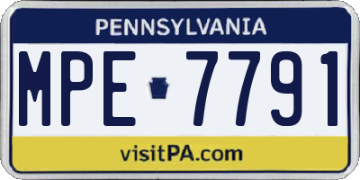 PA license plate MPE7791