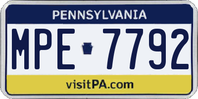 PA license plate MPE7792