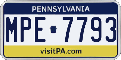 PA license plate MPE7793