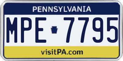 PA license plate MPE7795