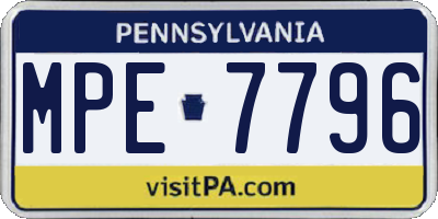 PA license plate MPE7796
