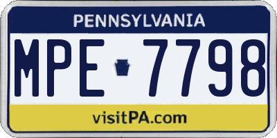 PA license plate MPE7798