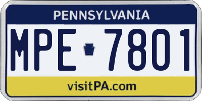 PA license plate MPE7801