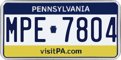 PA license plate MPE7804