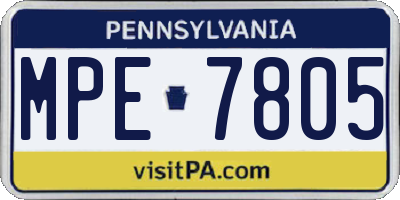 PA license plate MPE7805