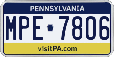 PA license plate MPE7806