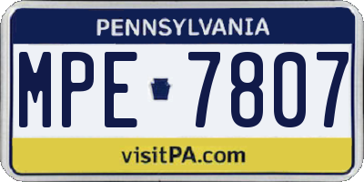 PA license plate MPE7807