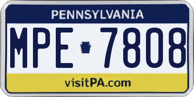 PA license plate MPE7808