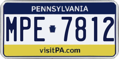 PA license plate MPE7812