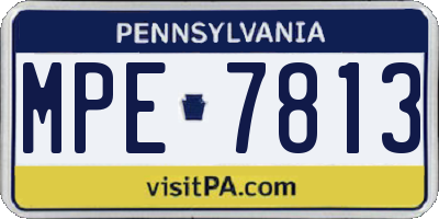 PA license plate MPE7813
