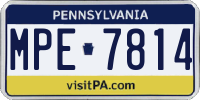 PA license plate MPE7814