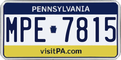 PA license plate MPE7815