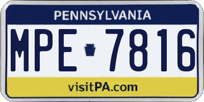 PA license plate MPE7816