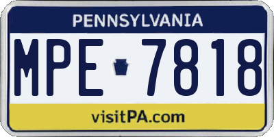 PA license plate MPE7818