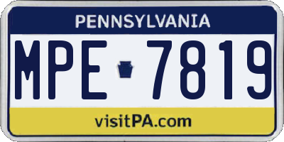 PA license plate MPE7819