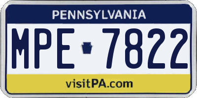 PA license plate MPE7822
