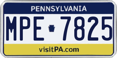 PA license plate MPE7825