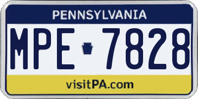 PA license plate MPE7828
