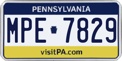 PA license plate MPE7829