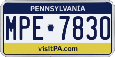 PA license plate MPE7830