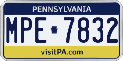 PA license plate MPE7832
