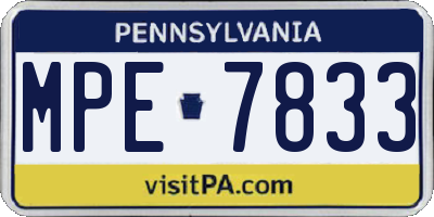 PA license plate MPE7833