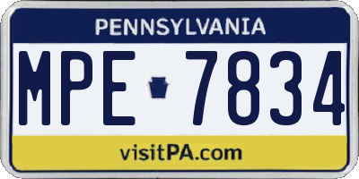 PA license plate MPE7834