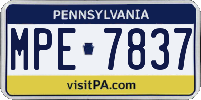 PA license plate MPE7837