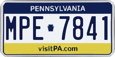 PA license plate MPE7841