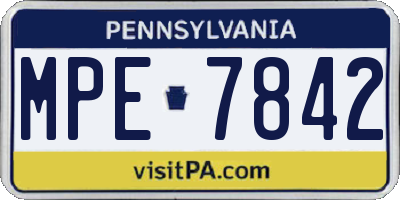 PA license plate MPE7842