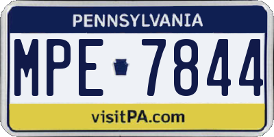 PA license plate MPE7844