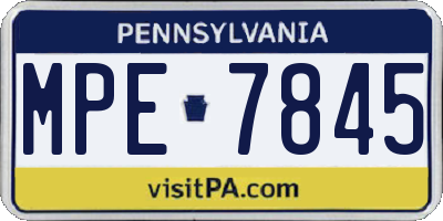 PA license plate MPE7845