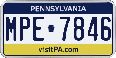 PA license plate MPE7846