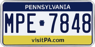 PA license plate MPE7848