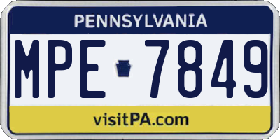 PA license plate MPE7849