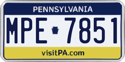PA license plate MPE7851