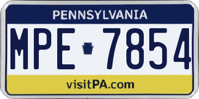 PA license plate MPE7854