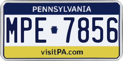 PA license plate MPE7856