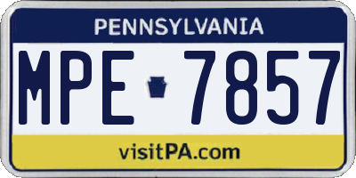 PA license plate MPE7857