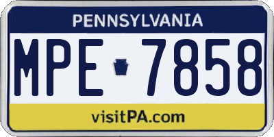 PA license plate MPE7858